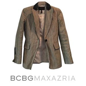 BCBGMaxAzria Striped Jeweled Collar Blazer